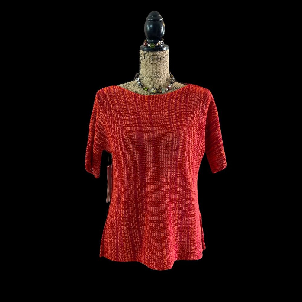 Organic Cotton Linen Sweater Artisan Made Burnished Sunset